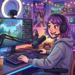 girl gaming and streaming live