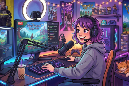 girl gaming and streaming live