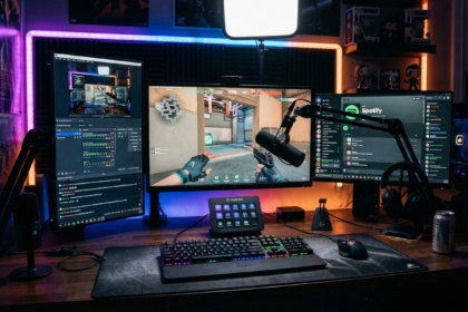 gaming setup with stream deck