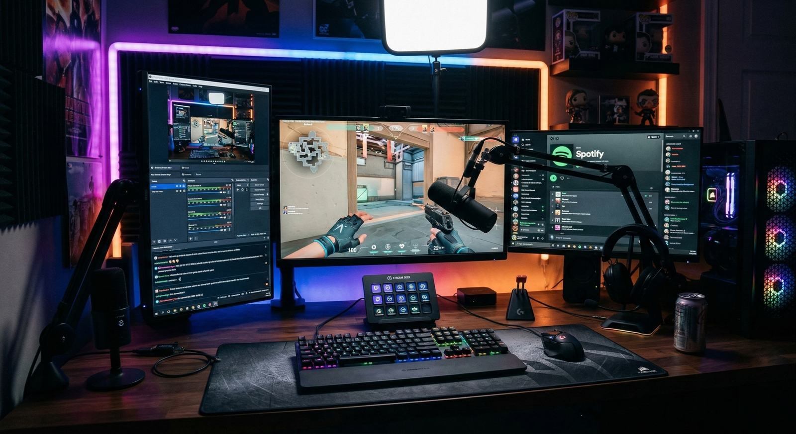 gaming setup with stream deck
